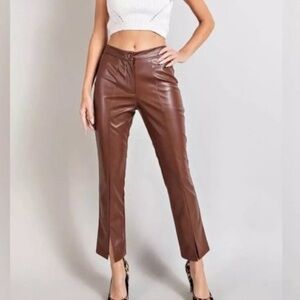 Wildfox Princess Seams Split Hem Faux Leather Pants size large NWT